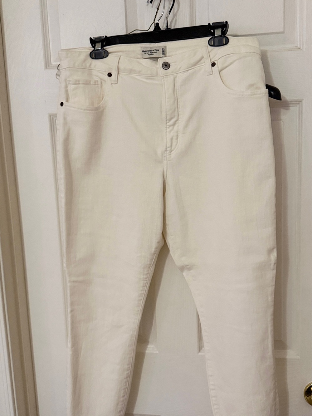 Abercrombie & Fitch Cream Skinny High-Rise Jeans